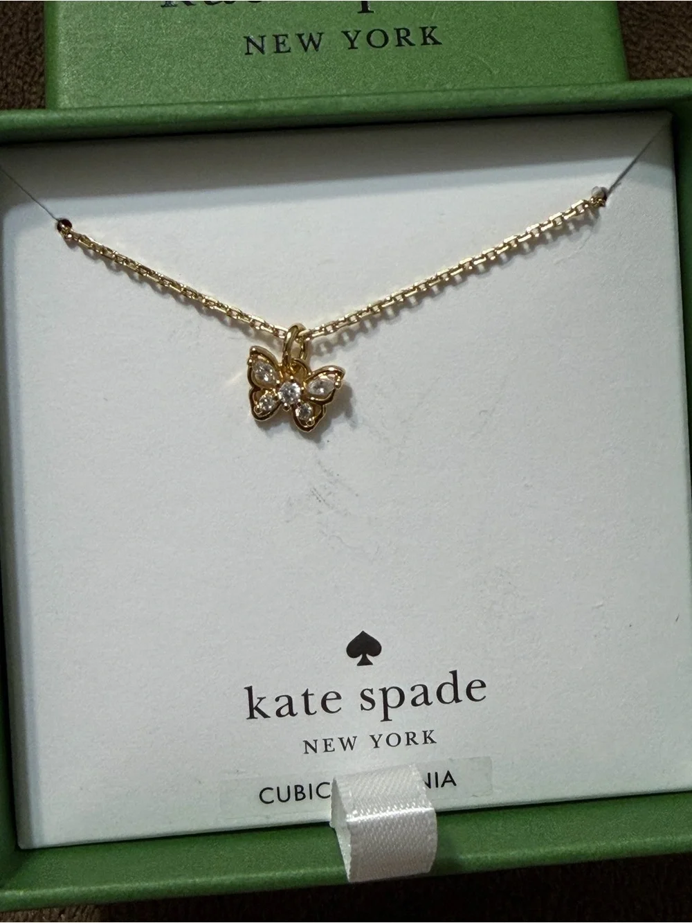 Kate Spade Gold Butterfly Pendant Necklace with Cubic Zirconias